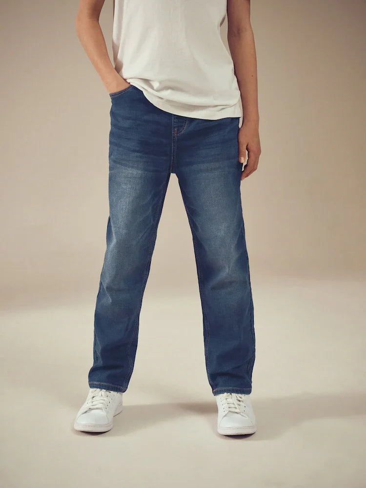 Indigo blue stretch jeans with elastic waistband (3-16 years)