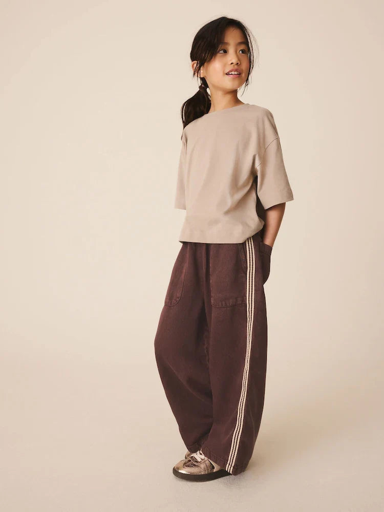 Chocolate brown wide-leg pull-on trousers