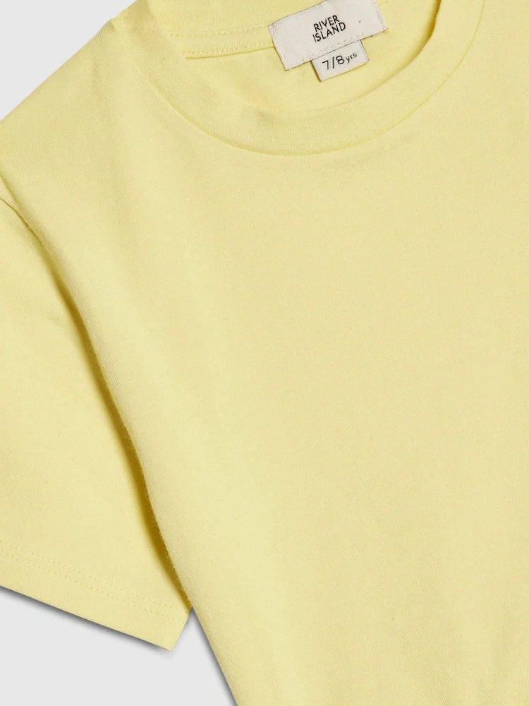 Yellow - River Island Logo T-Shirt & Skort Set
