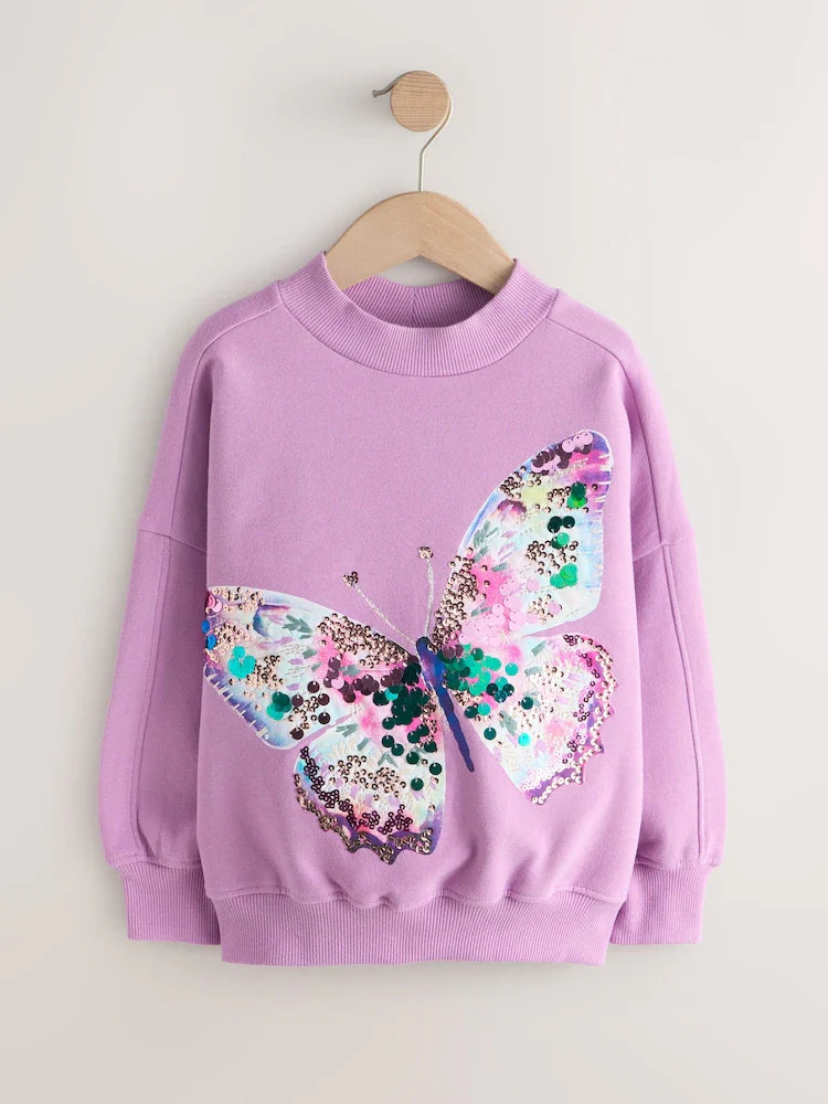 Lila Pailletten-Schmetterling - Sweatshirt (3–16 J.)