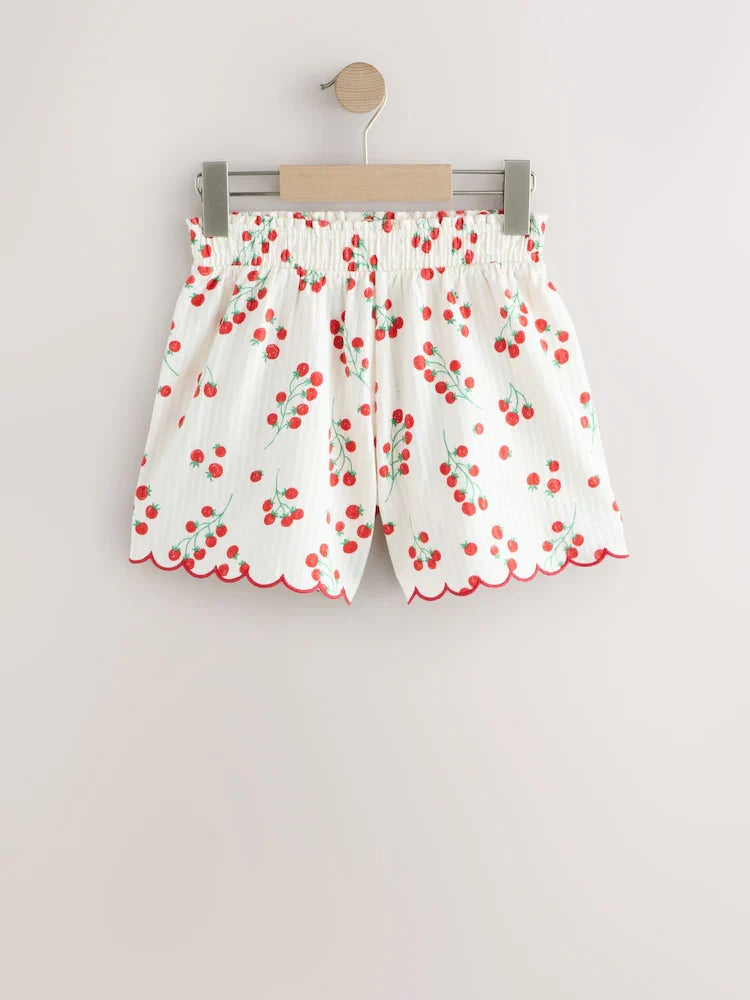 Green Vichy/Tomato Textured Scallop Shorts 2 Pack