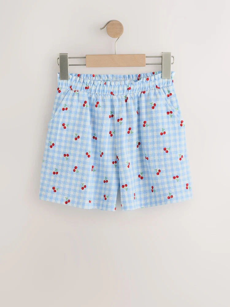 Blue, Vichy - Textured Shorts