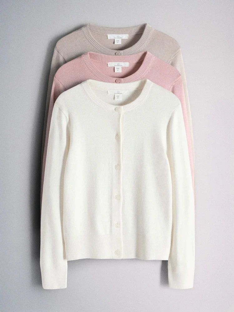 Pink/Cream/Braun - The Set – 3 er-Pack Strickjacken